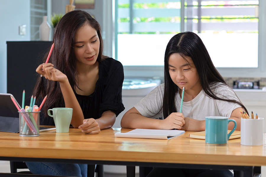 student and tutor together at a desk in Dallas